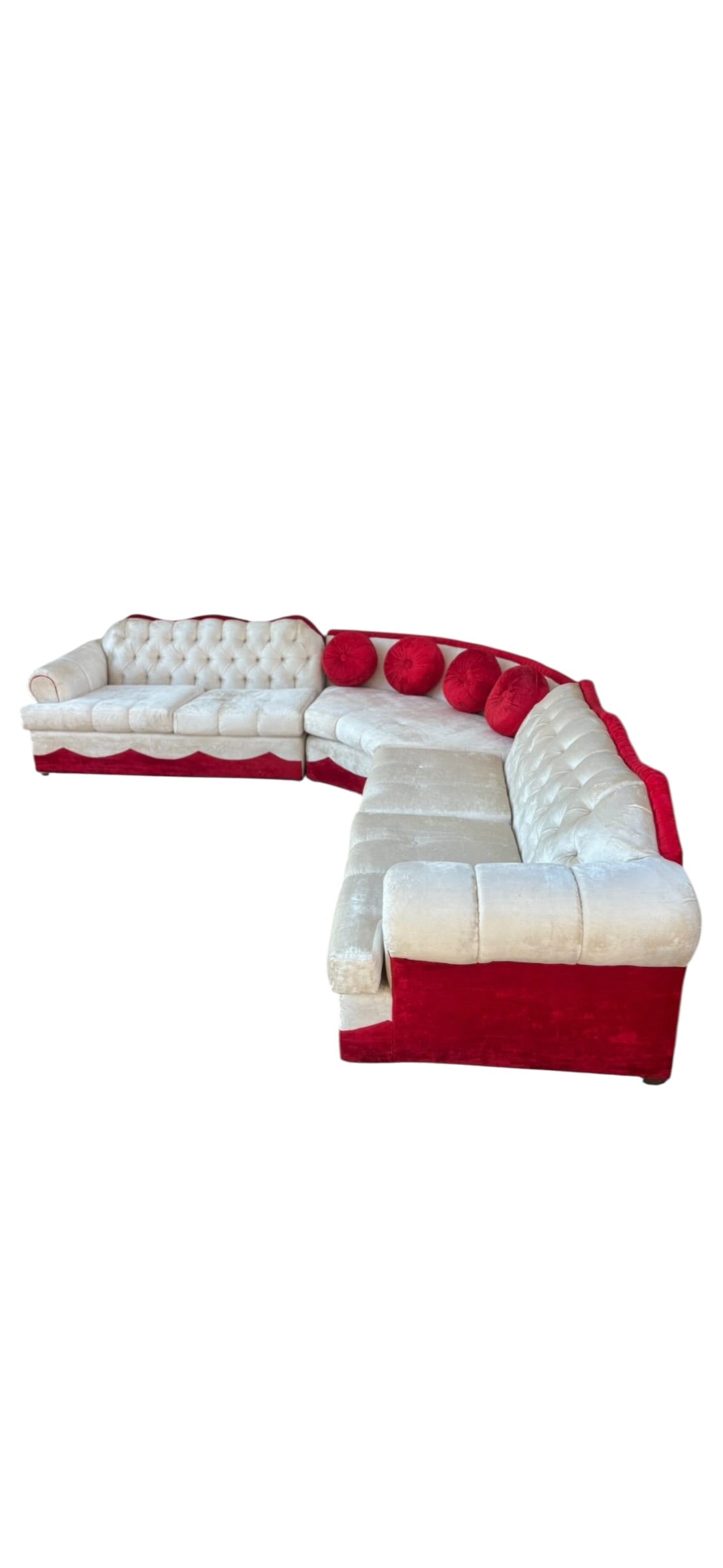 Vintage Velvet Candy Cane Sectional Mid Century Modern