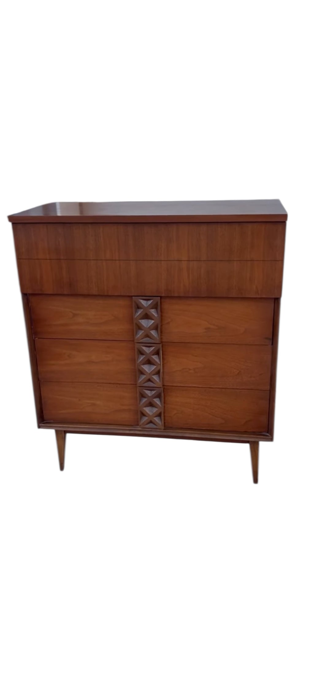 Vintage Bassett Walnut Dresser Set Mid Century Modern
