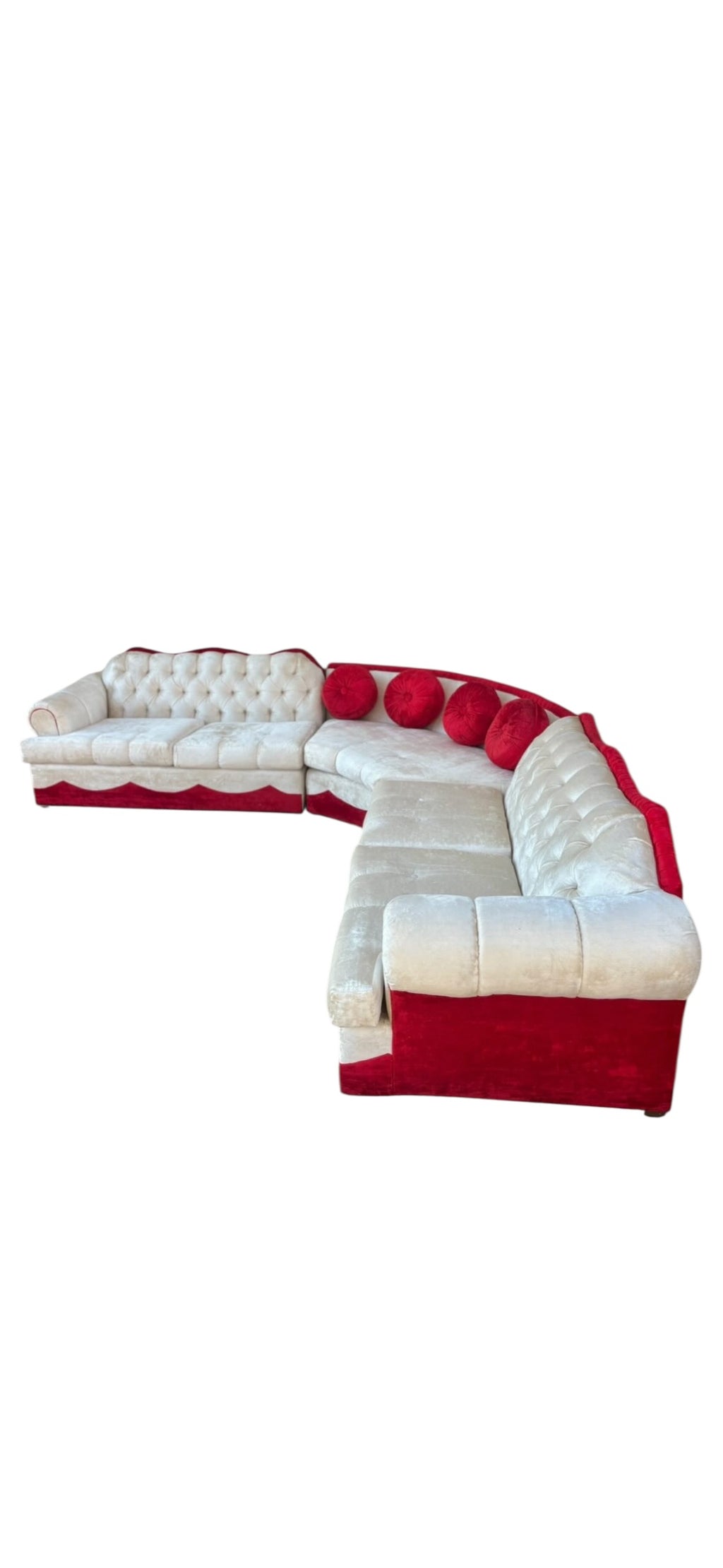 Vintage Velvet Candy Cane Sectional Mid Century Modern